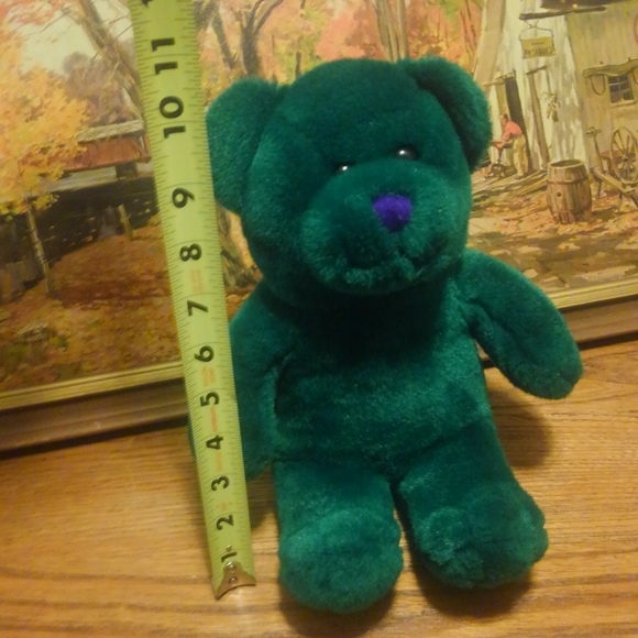 🐻 Vintage 1994 Petting Zoo Plush Bear 90s Green - Picture 6 of 7